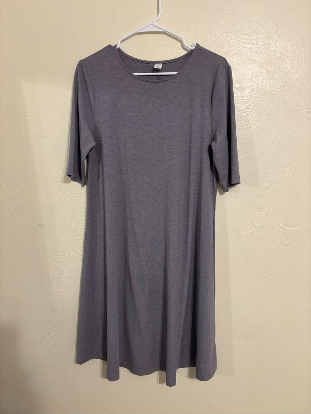 Old Navy Tall M Gray Swing Dress 3/4 Sleeve Stretch Knit Midi Casual